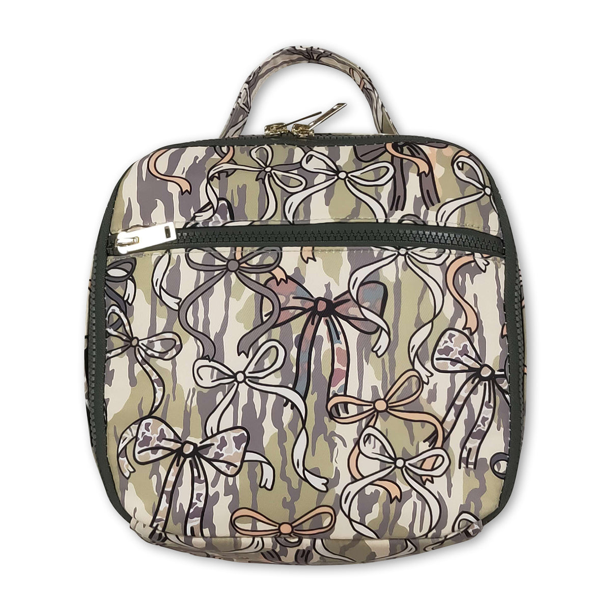 Camo bow kids girls lunch box bag