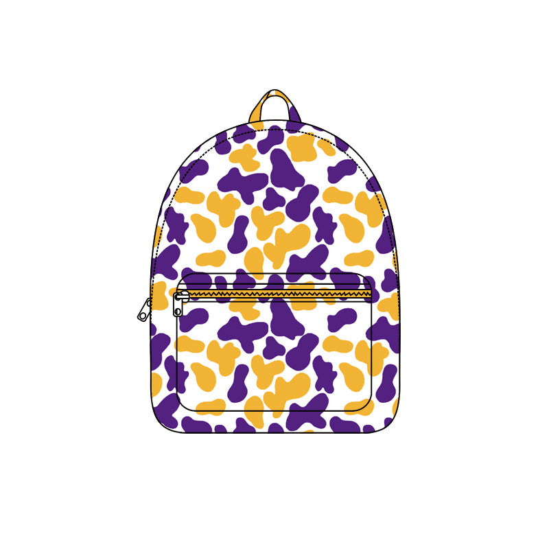 Purple yellow camo children kids team backpack
