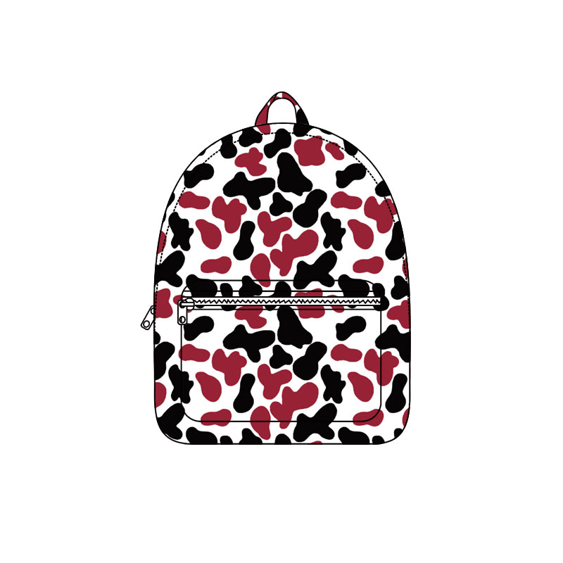 Maroon white black camo children kids team backpack