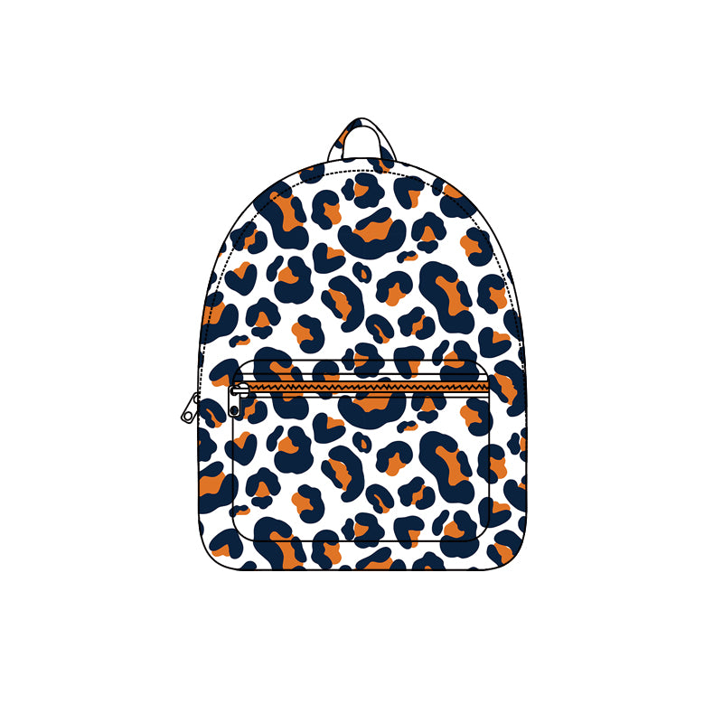 Navy orange leopard children kids girls team backpack