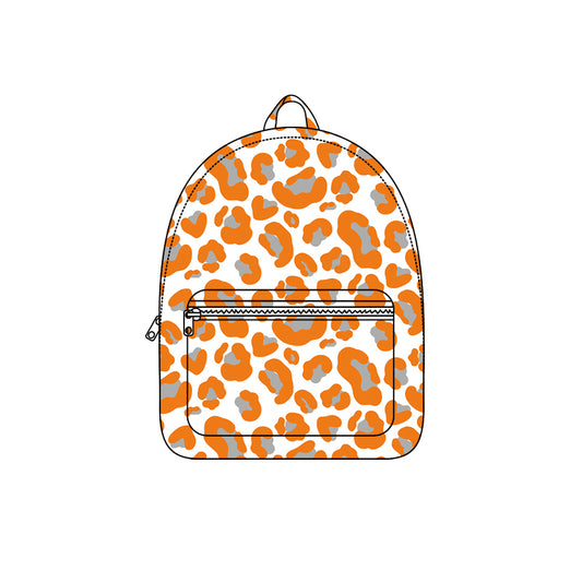 Orange grey leopard children kids girls team backpack