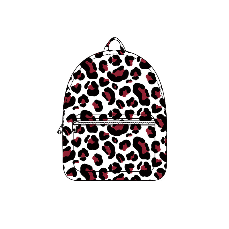 Maroon black white leopard children kids girls team backpack