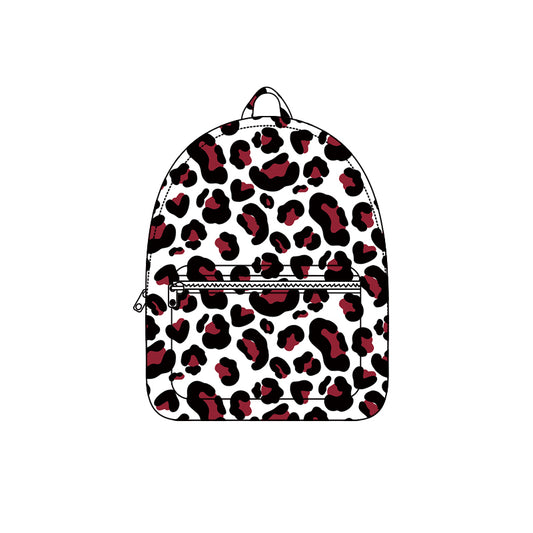 Maroon black white leopard children kids girls team backpack