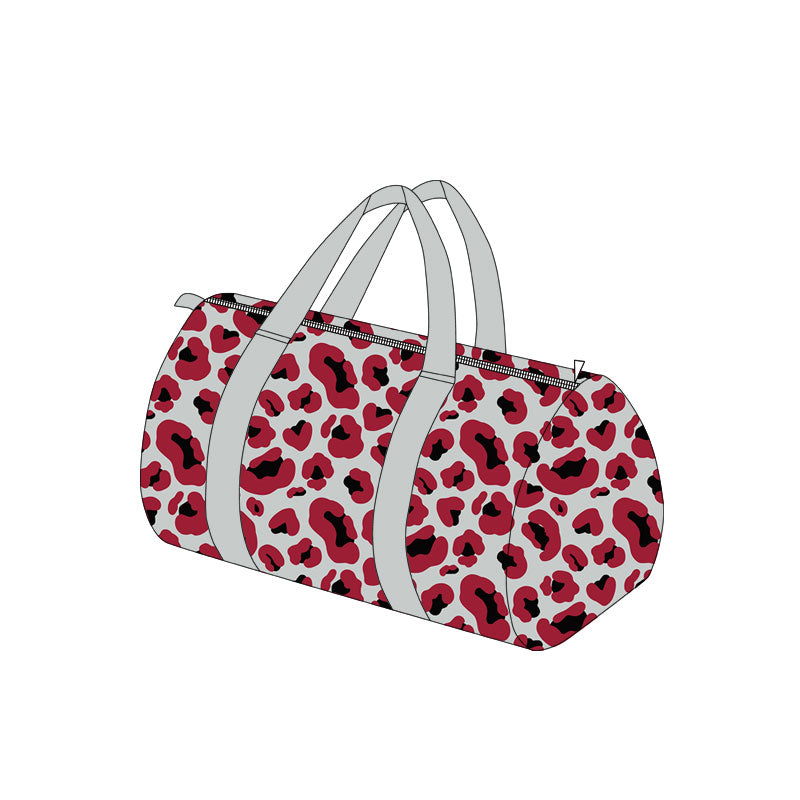 Maroon black grey leopard adult women team duffel bag