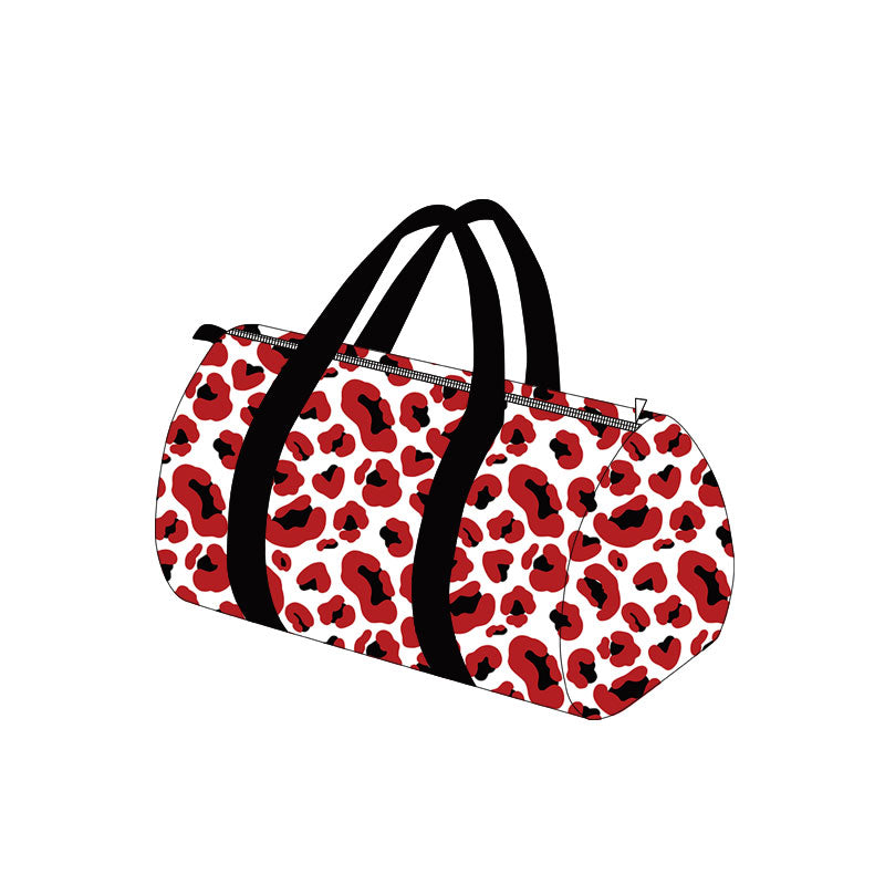 Red black leopard adult women team duffel bag