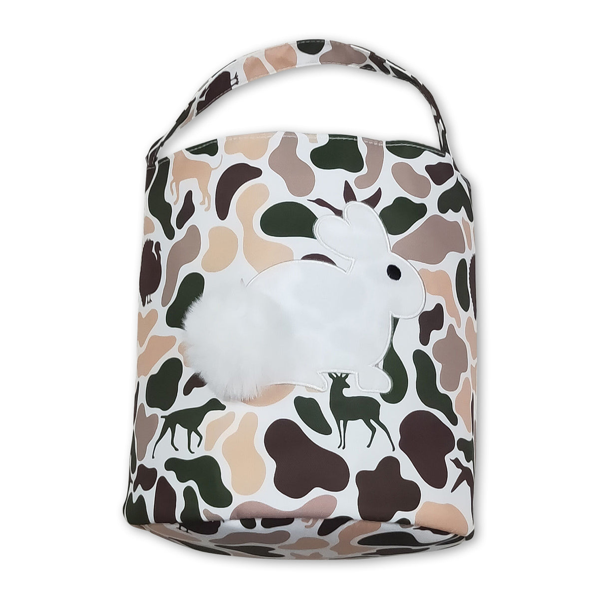 Hunting camo rabbit embroidery kids Easter basket