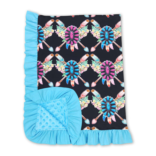 Turquoise feather arrow floral baby girls blankets