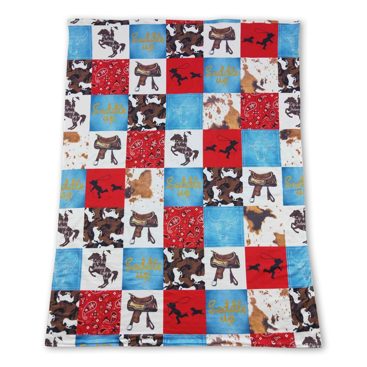 Horse rodeo patchwork baby kids blankets