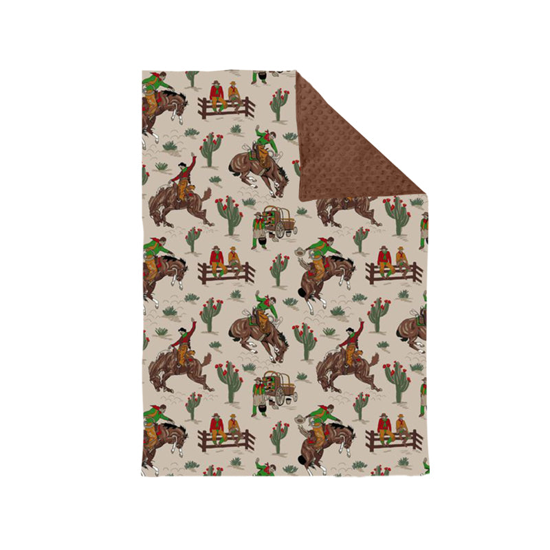 Brown rodeo cactus baby kids western blankets