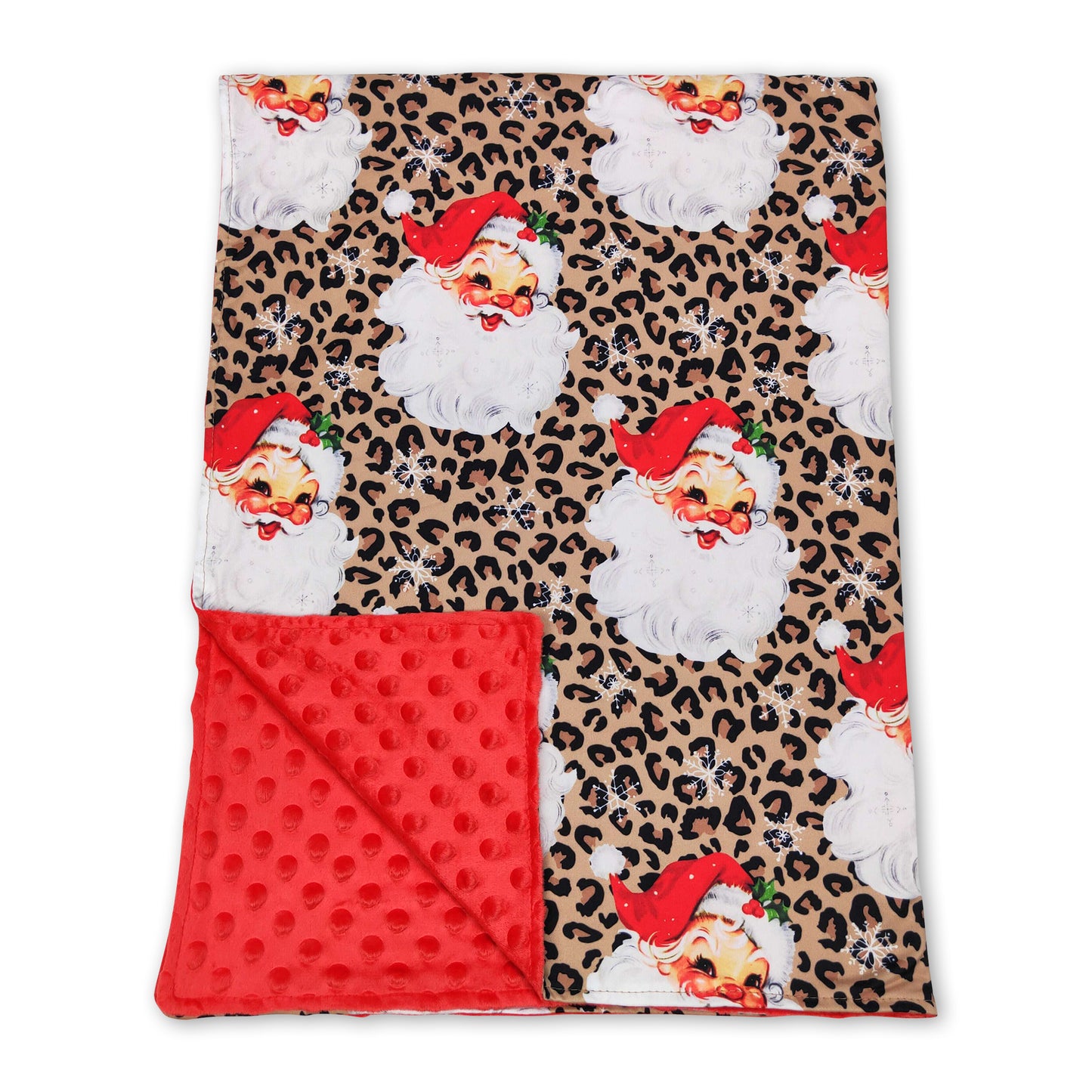 Leopard santa red polka dots baby girls Christmas blankets