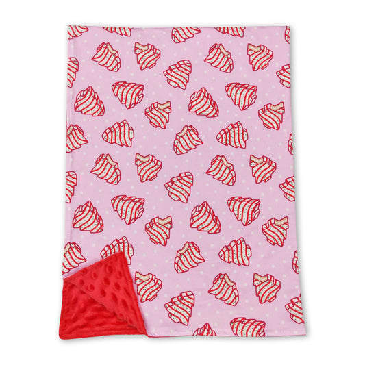 Pink Christmas tree cake baby girls blankets