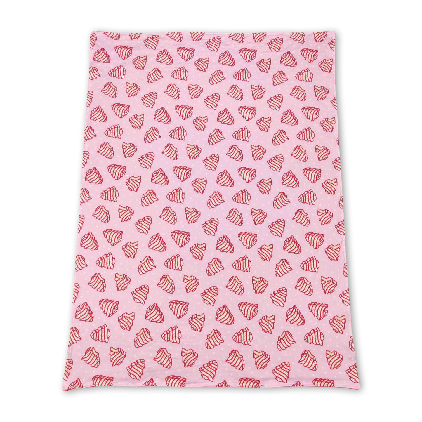 Pink Christmas tree cake baby girls blankets