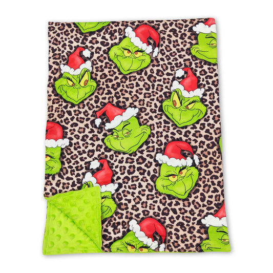 Leopard green face baby kids Christmas blankets