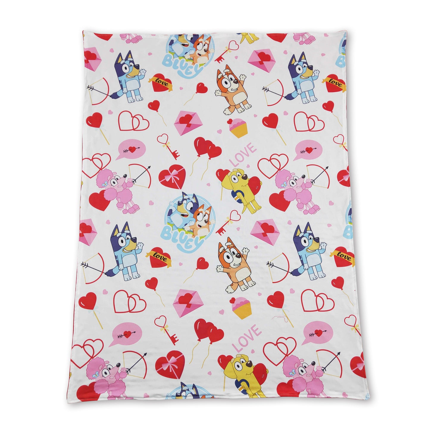 Red heart dog cute baby girls valentine's blanket