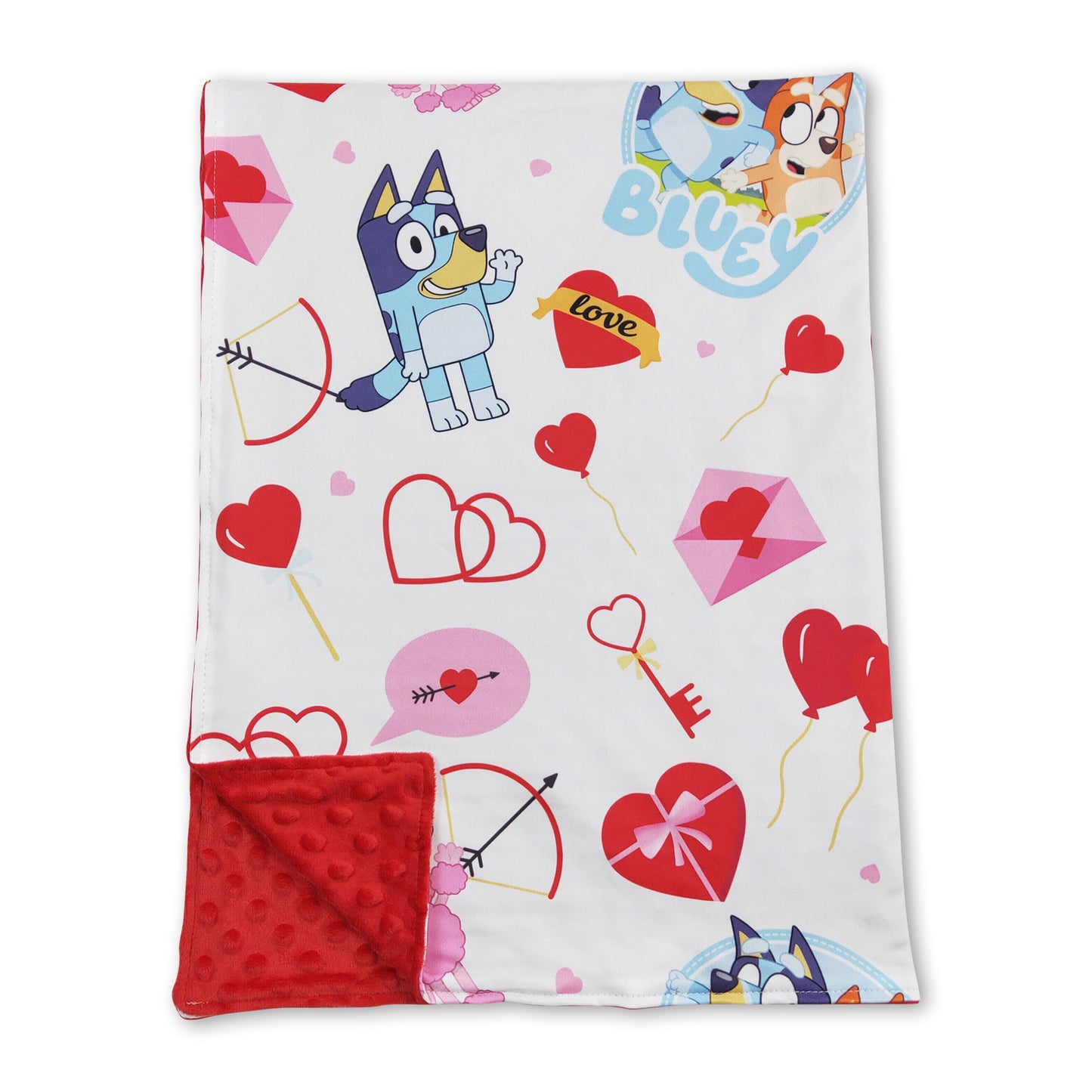 Red heart dog cute baby girls valentine's blanket