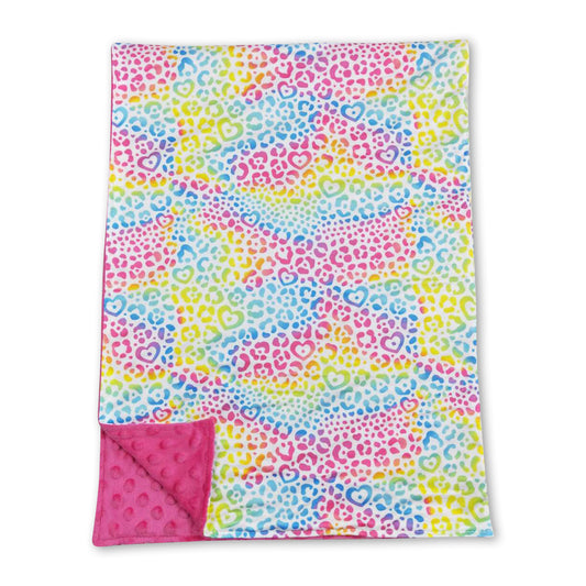 Colorful leopard hot pink baby girls blanket