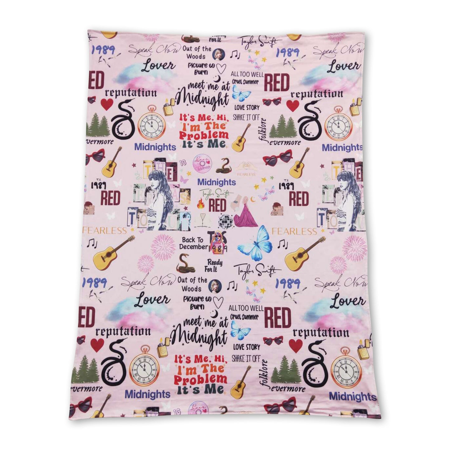 Pink guitar butterfly singer girls blanket