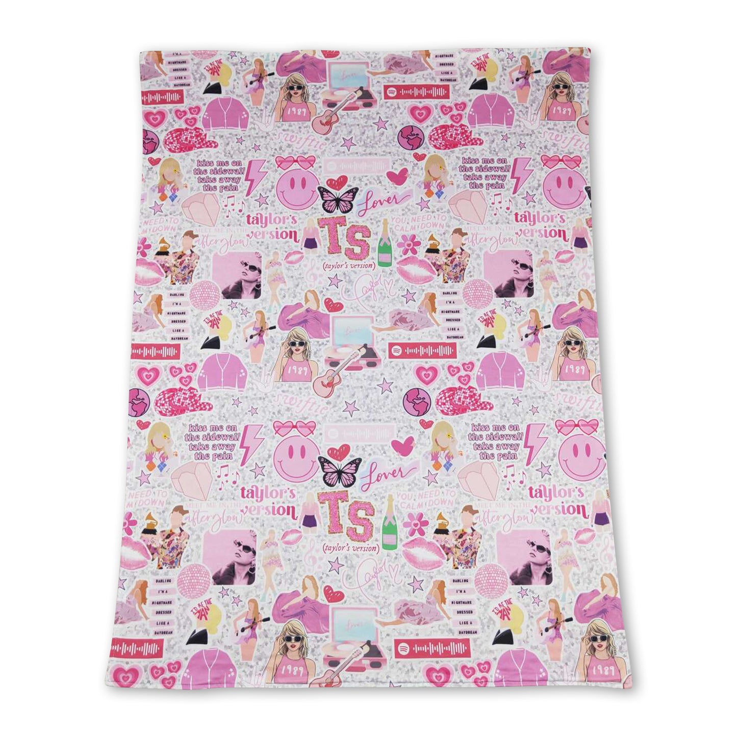 Pink smile butterfly heart glasses singer girls blanket