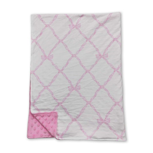 Pink bow baby girls blankets