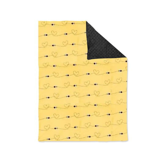 Yellow heart bee black baby kids blankets