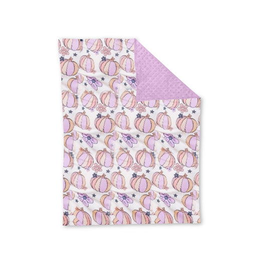 Lavender floral pumpkin baby girls fall blankets