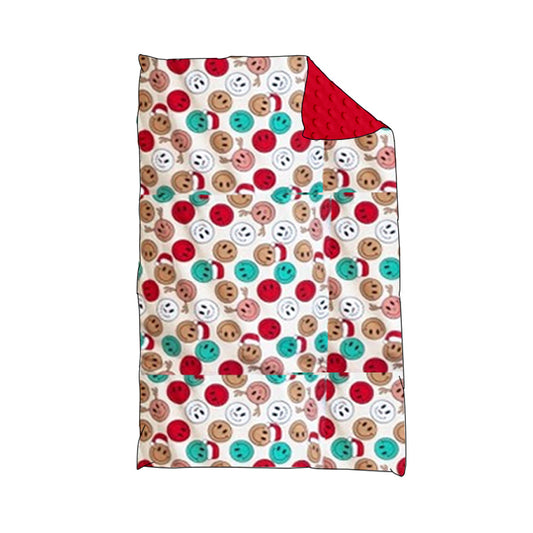 Red deer smile baby girls Christmas blankets