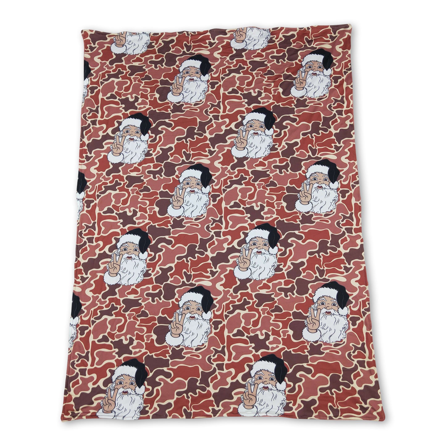 Brown camo santa baby kids Christmas blankets