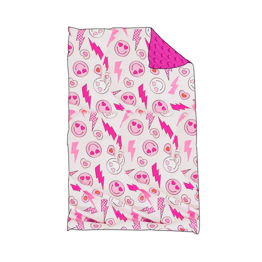 Pink smile thunder heart kids girls Valentine's blanket