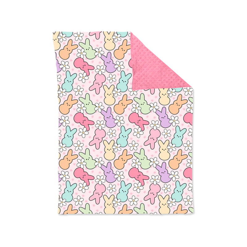 Multi color bunny floral baby girls Easter blankets