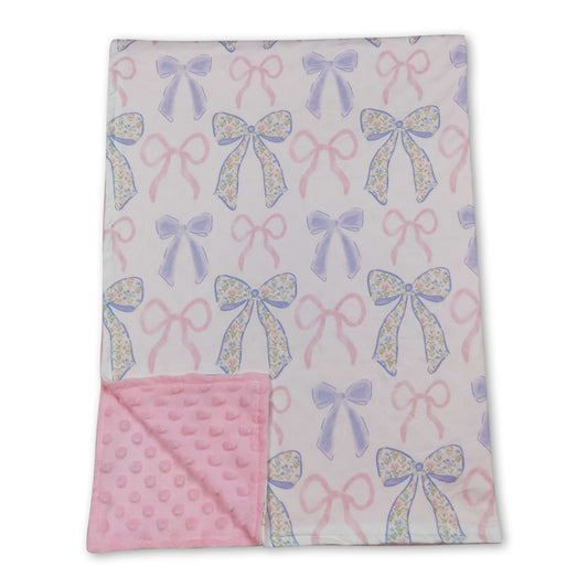 Colorful bow pink polka dots baby girls blankets