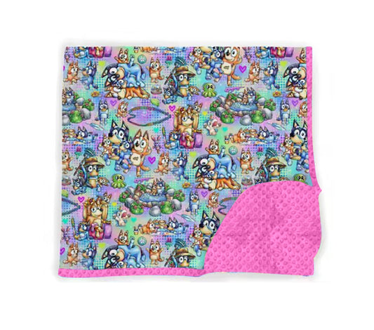 Pink polka dots colorful dog baby girls blankets