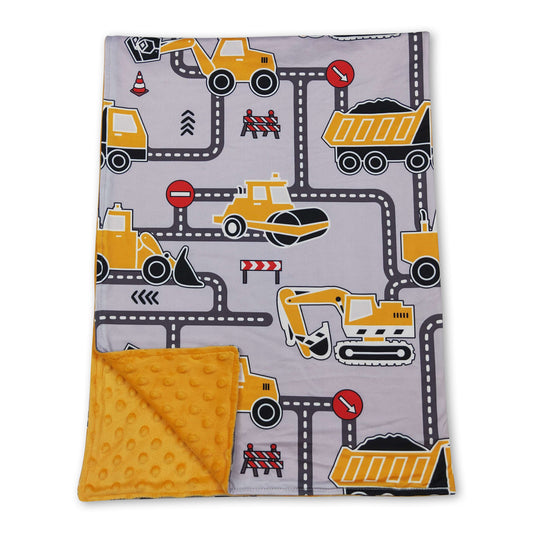 Constructions yellow polka dots kids boys blankets