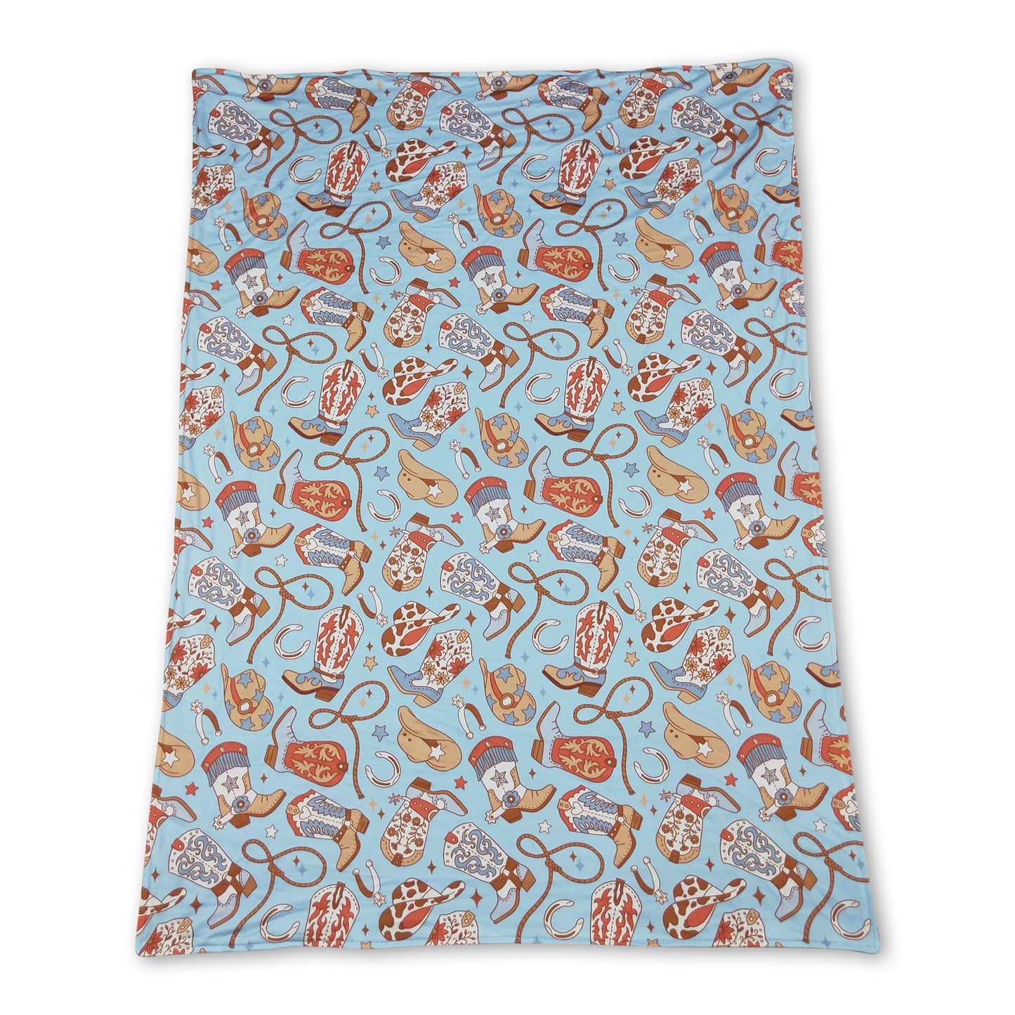 Blue boots hat western baby kids blankets