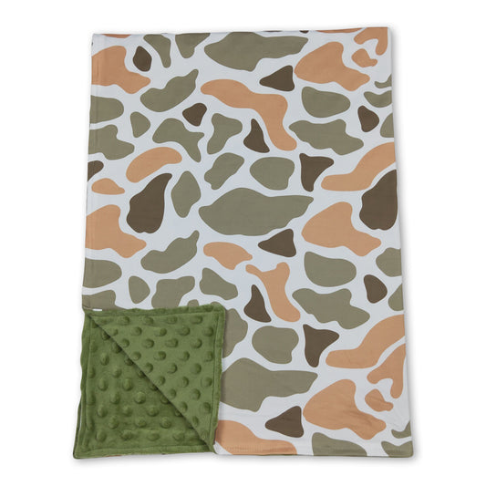 Green orange camo minky baby kids hunting blanket