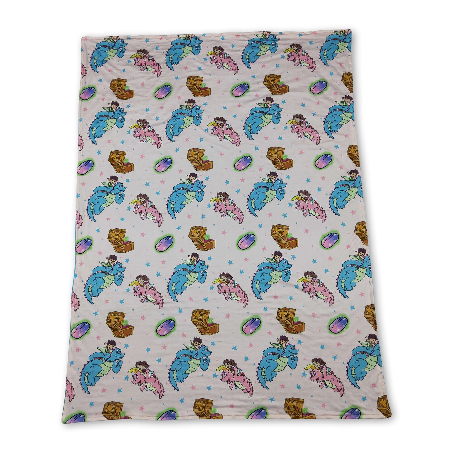 Pink blue dinosaur minky baby kids hunting blanket