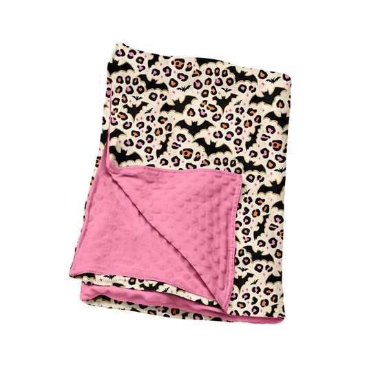 Leopard bat pink baby girls Halloween blanket