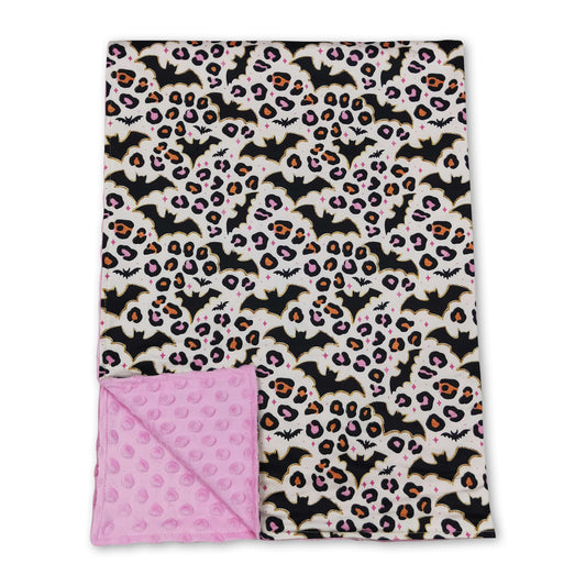 Leopard bat pink baby girls Halloween blanket
