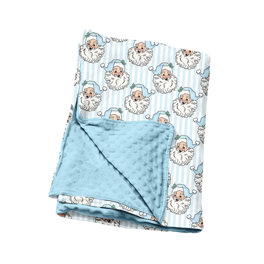 Light blue stripe santa baby girls Christmas blanket
