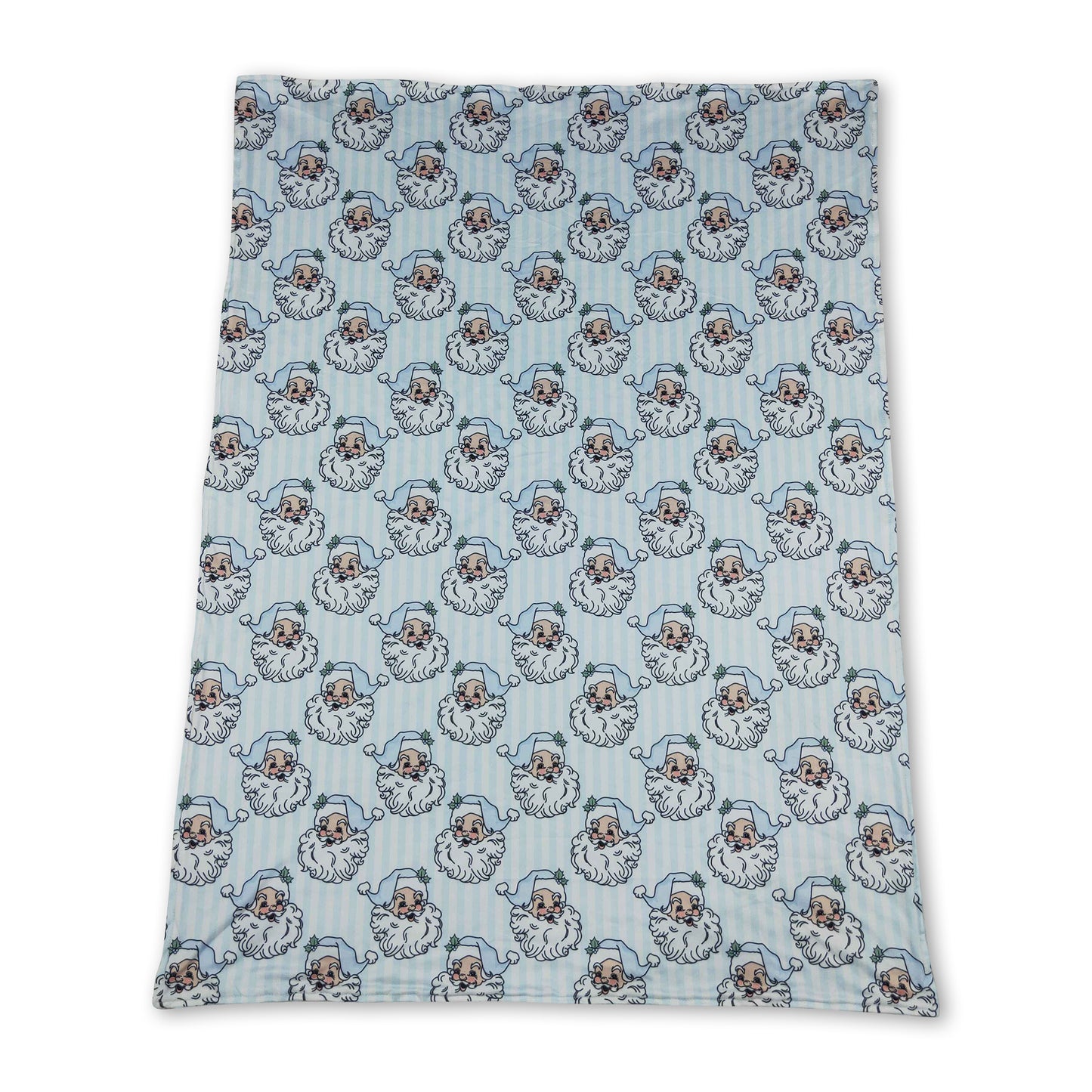 Light blue stripe santa baby girls Christmas blanket