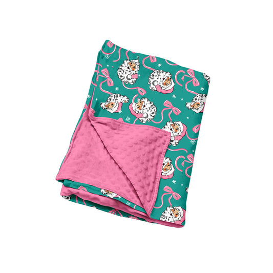 Pink bow santa baby girls Christmas blanket