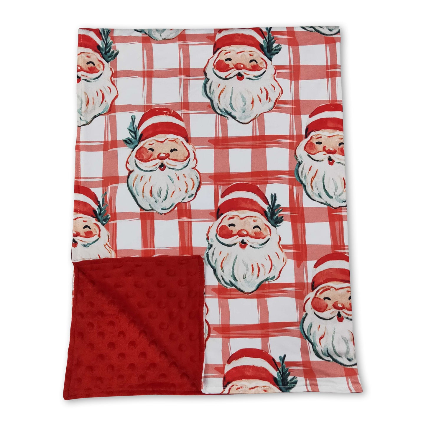 Santa red minky dots baby girl Christmas blanket