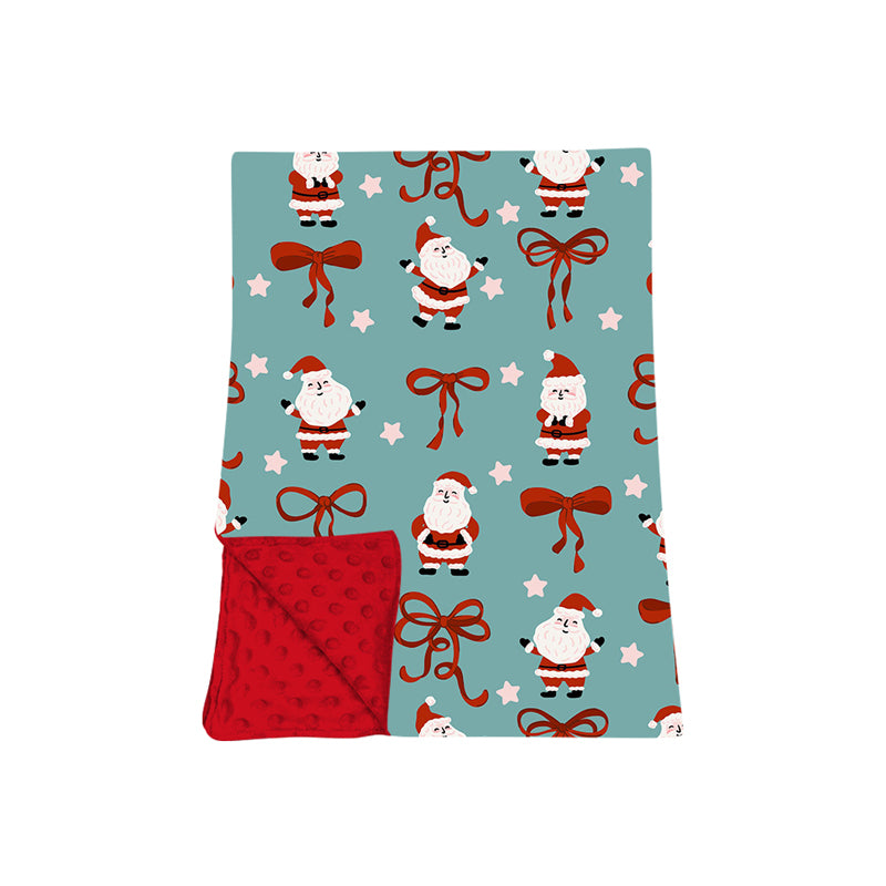 Red bow santa baby girls Christmas blanket