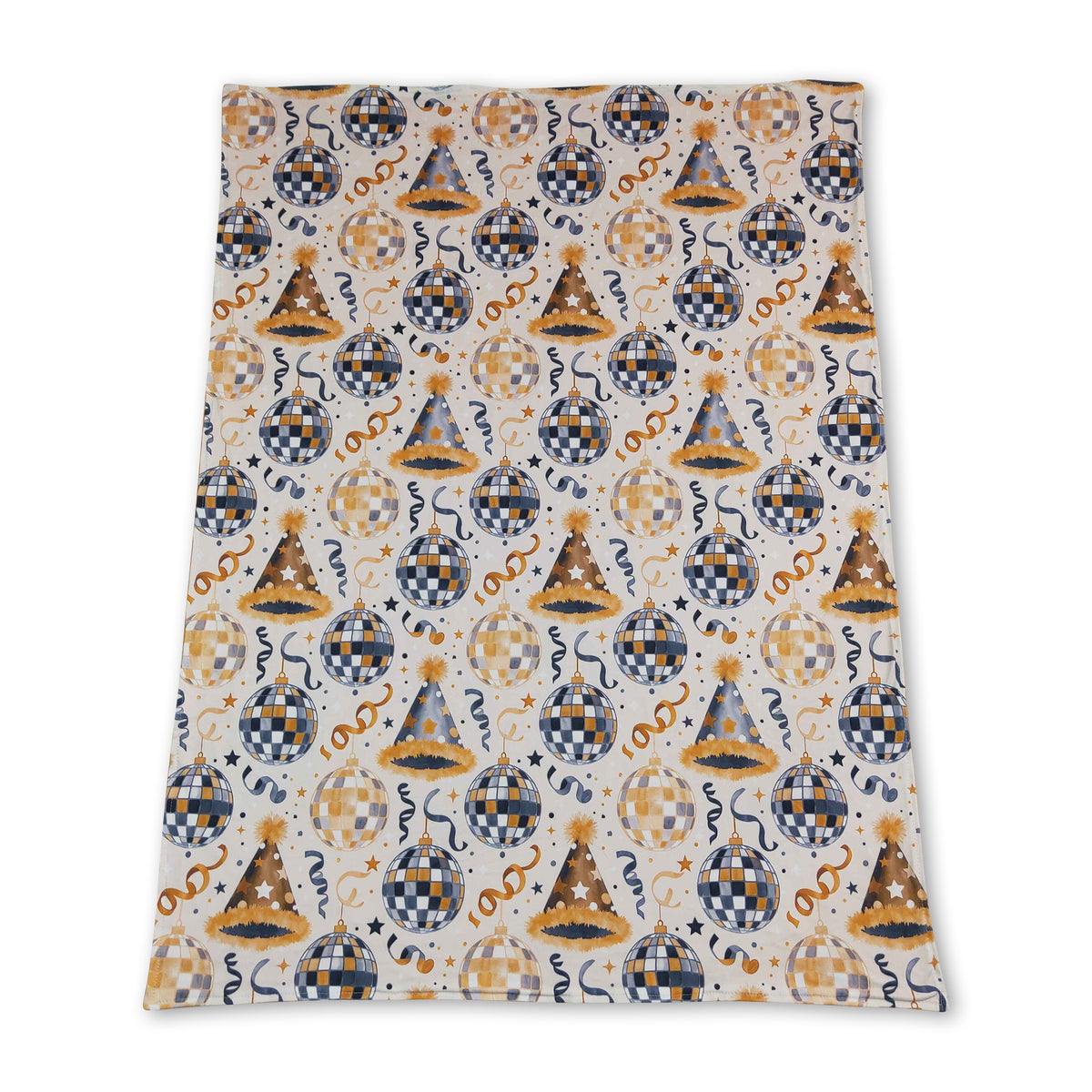 Gold polka dots minky baby Happy New Year blanket