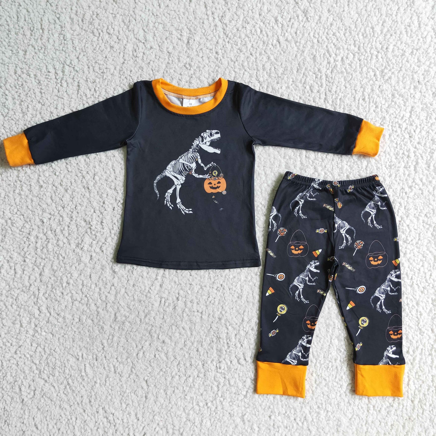 Dinosaur pumpkin kids boy Halloween pajamas