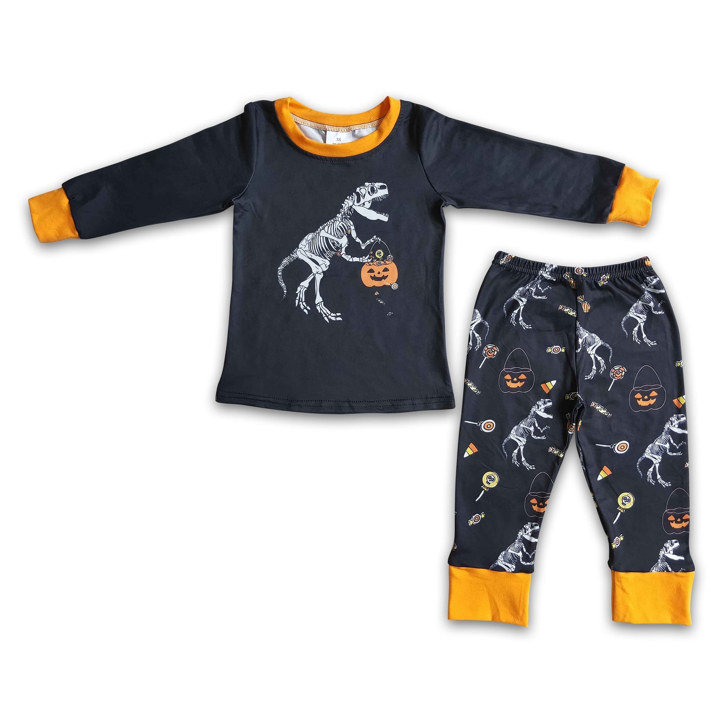 Dinosaur pumpkin kids boy Halloween pajamas