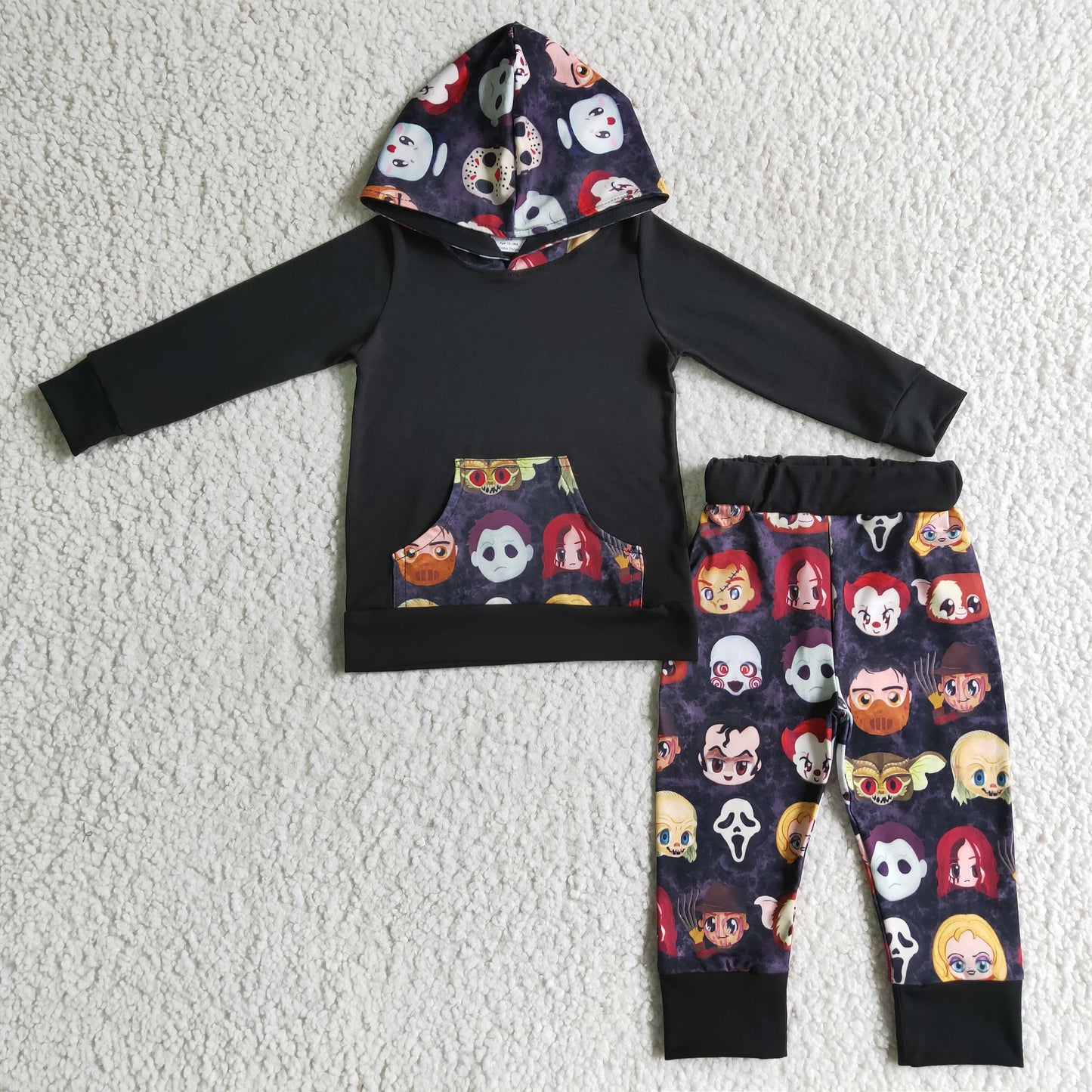 Balloon scream black hoodie boy Halloween clothes