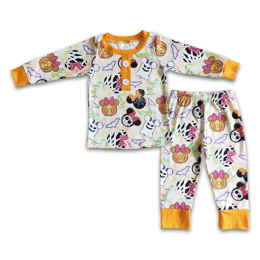 Ghost pumpkin mouse print baby boy Halloween pajamas