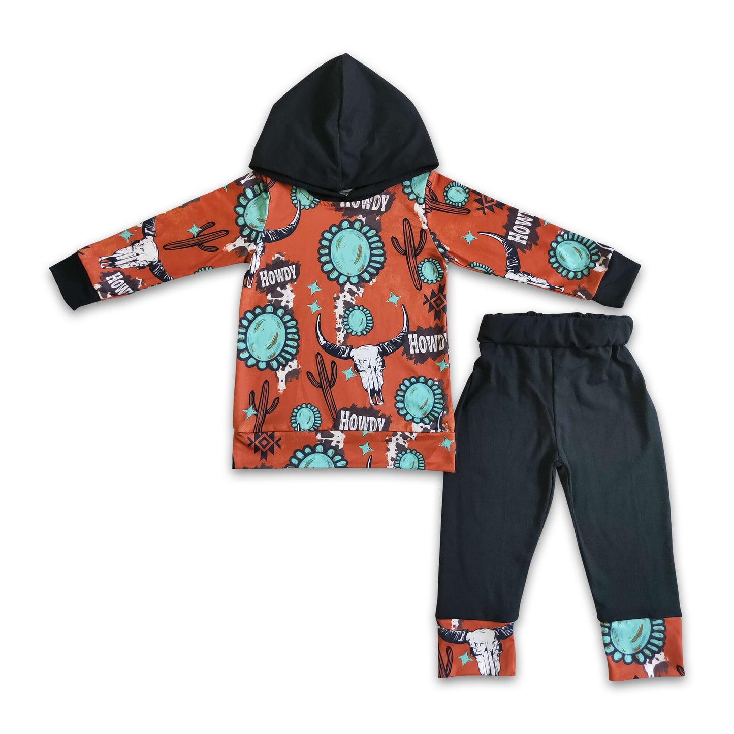 Turquoise howdy boy western hoodie set