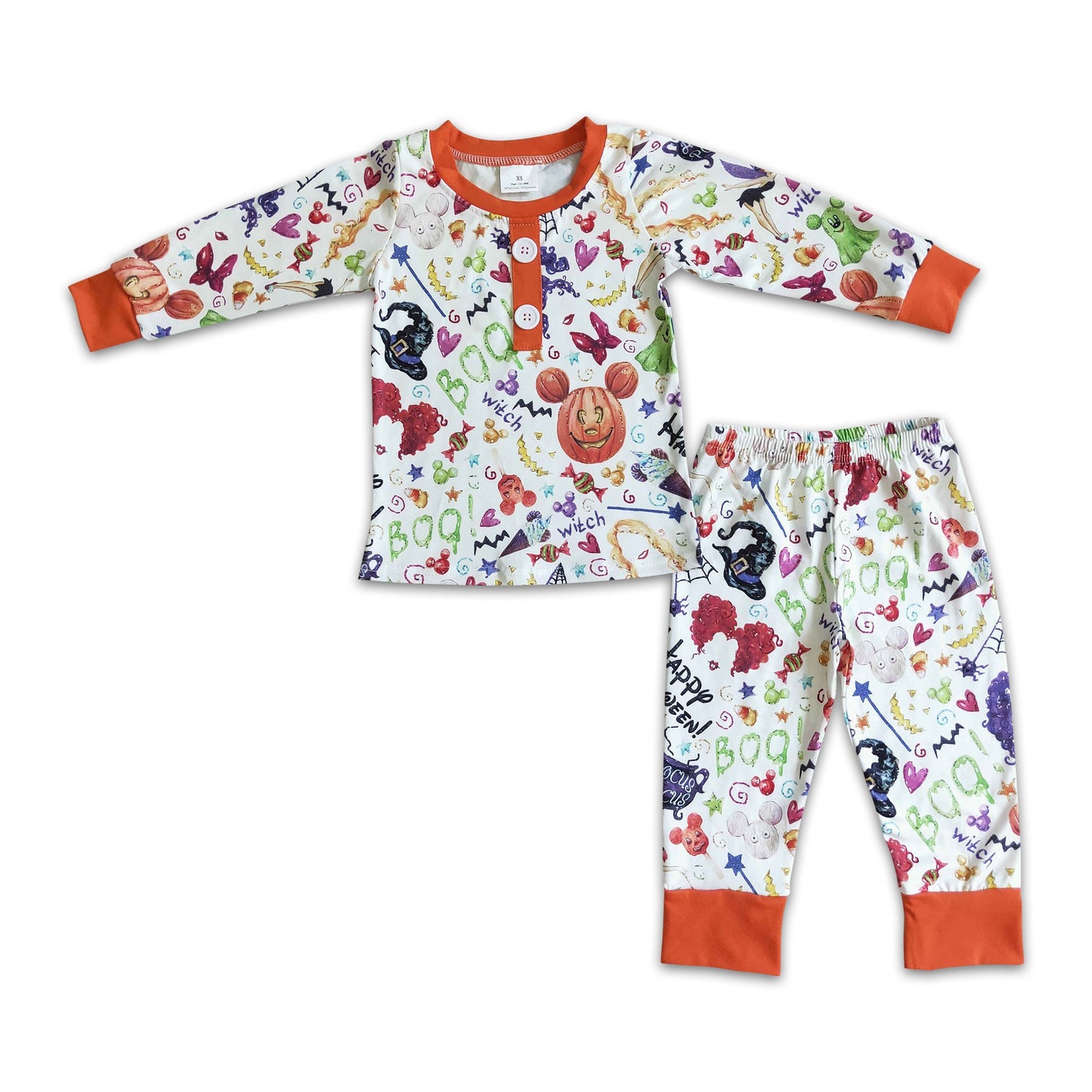 Boo witch happy Halloween kids boy pumpkin pajamas