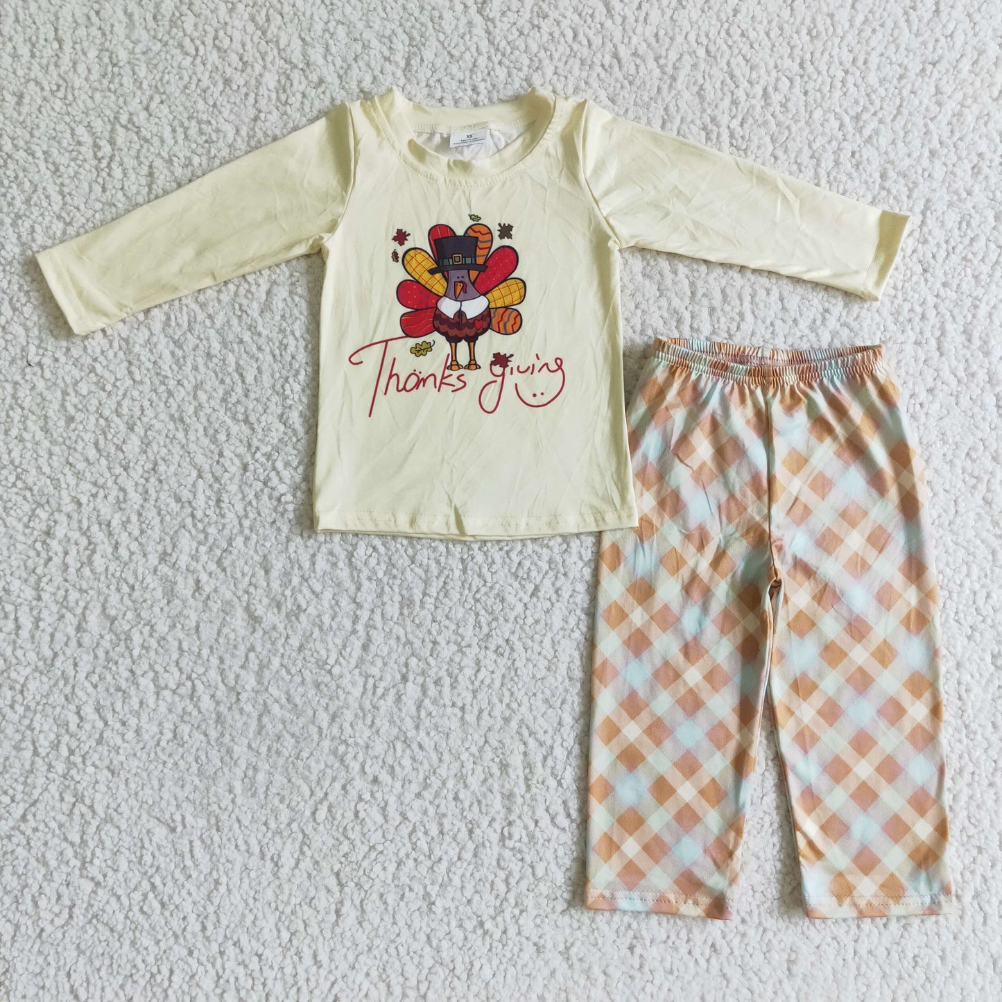 Turkey shirt plaid pants boys Thanksgiving clothing